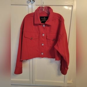 Vivienne Westwood Anglomania Red Denim Cropped Jacket, 40